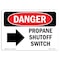 Signmission Safety Sign, OSHA Danger, 3.5" Height, Propane Shutoff Switch (Right Arrow), Landscape OS-DS-D-35-L-2256 - alternate 1